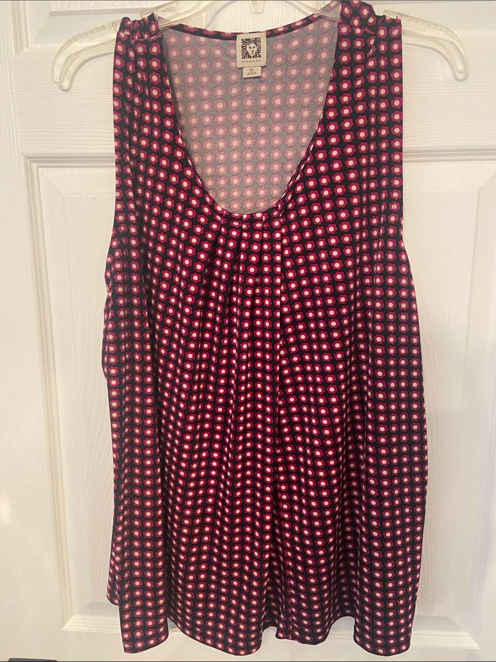 Anne Klein Magenta Dot Scoop Neck Tank